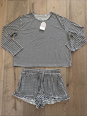 Black & White Gingham girls Pajama Set